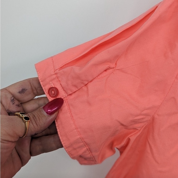 Basic Edition women’s button up top Orange‎ size  large - Picture 5 of 9